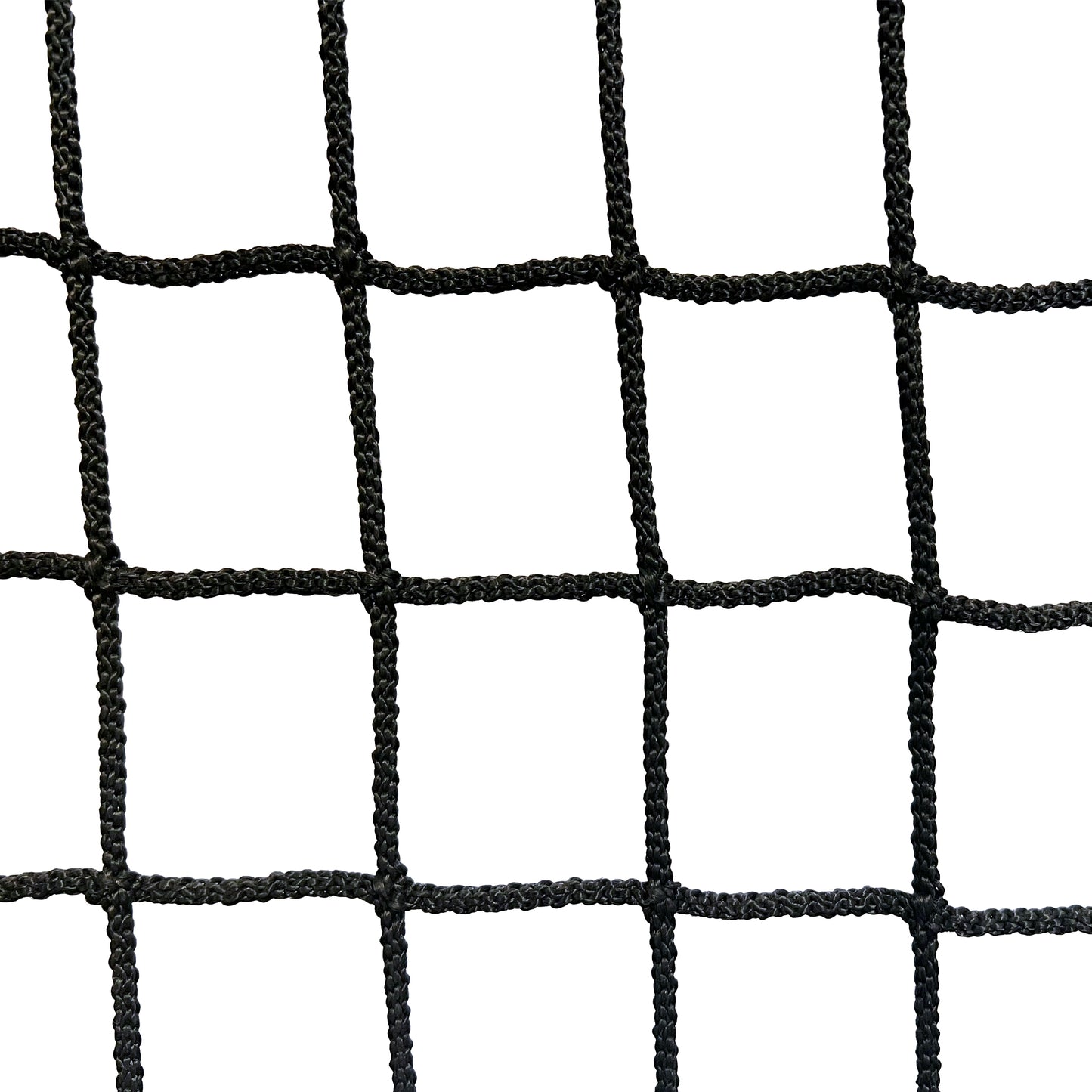 Close-up of the Folding Aluminum Soccer Goals black, square-patterned net. The thick, durable material forms evenly spaced lines, resembling high-quality netting against a white background.