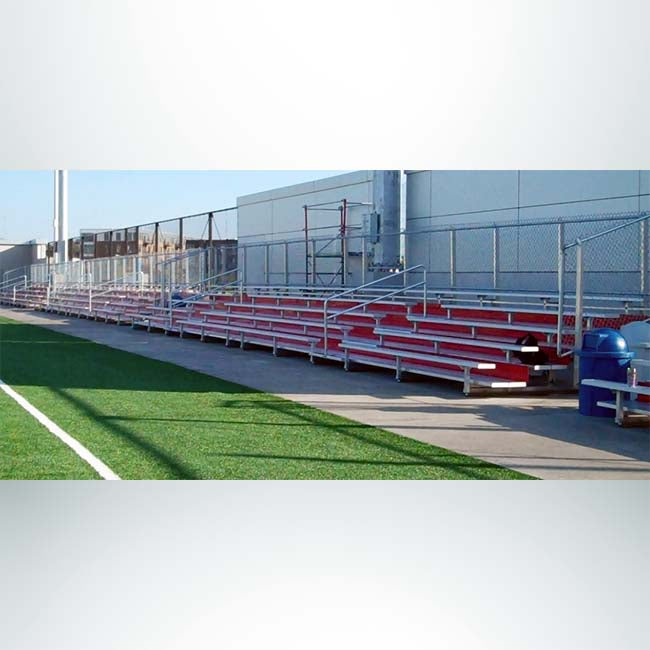 Custom 5 row bleachers with red risers.