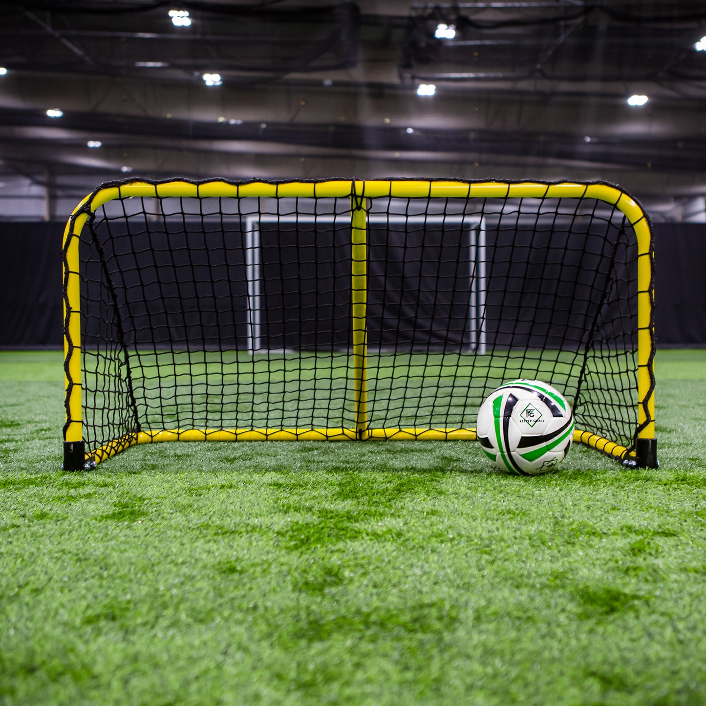 4 x 2 Aluminum Folding Soccer goal in yellow.