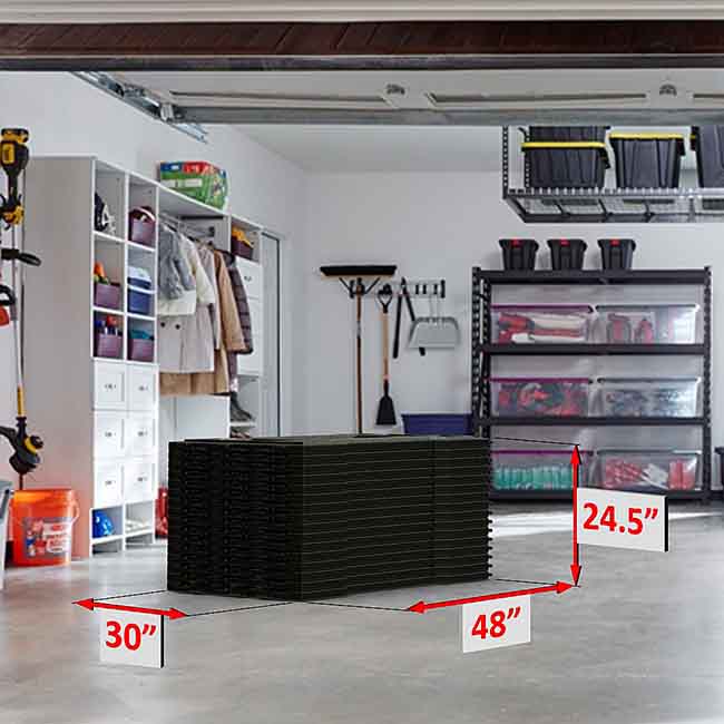 Model #APSGAGA2GO20. Portable GaGa pit stored in 30 inches by 48 inches by 24 and a half inches.