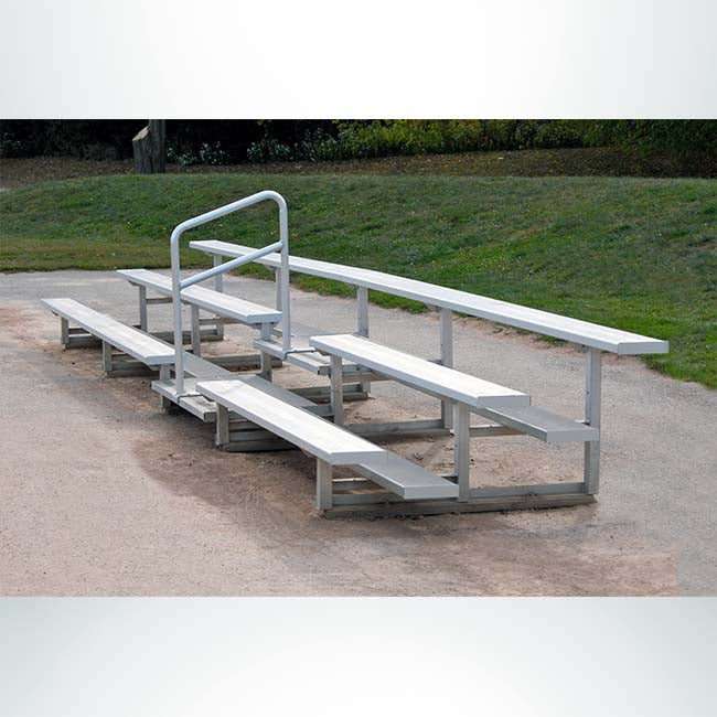 Model #B319A. 3 row 19' aluminum bleacher with railing