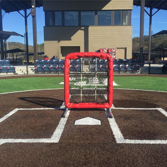 Model #BCHOLEPITCHPOCKET. 9 Hole Pitcher's Pocket with red padding.