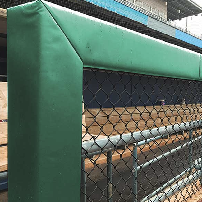 #BCRAILPADKITGREEN. Green dugout rail pad kit for baseball or softball dugout.