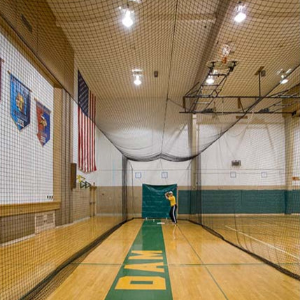 Model #BCTEN70IN. Indoor tension batting cage with hitter.