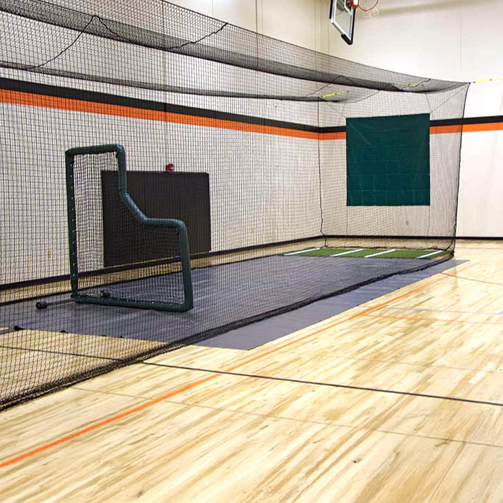 Model #BCTEN70IN. Indoor tension batting cage with pitching screen.