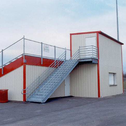 Water tight storage enclosure under bleachers.