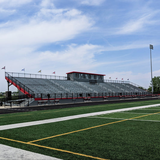 Stadium seating bleachers for football field stadium.