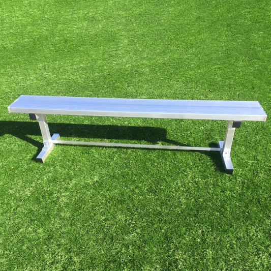 Model #BTBNAL6. 6 foot budget aluminum team bench without backrest.