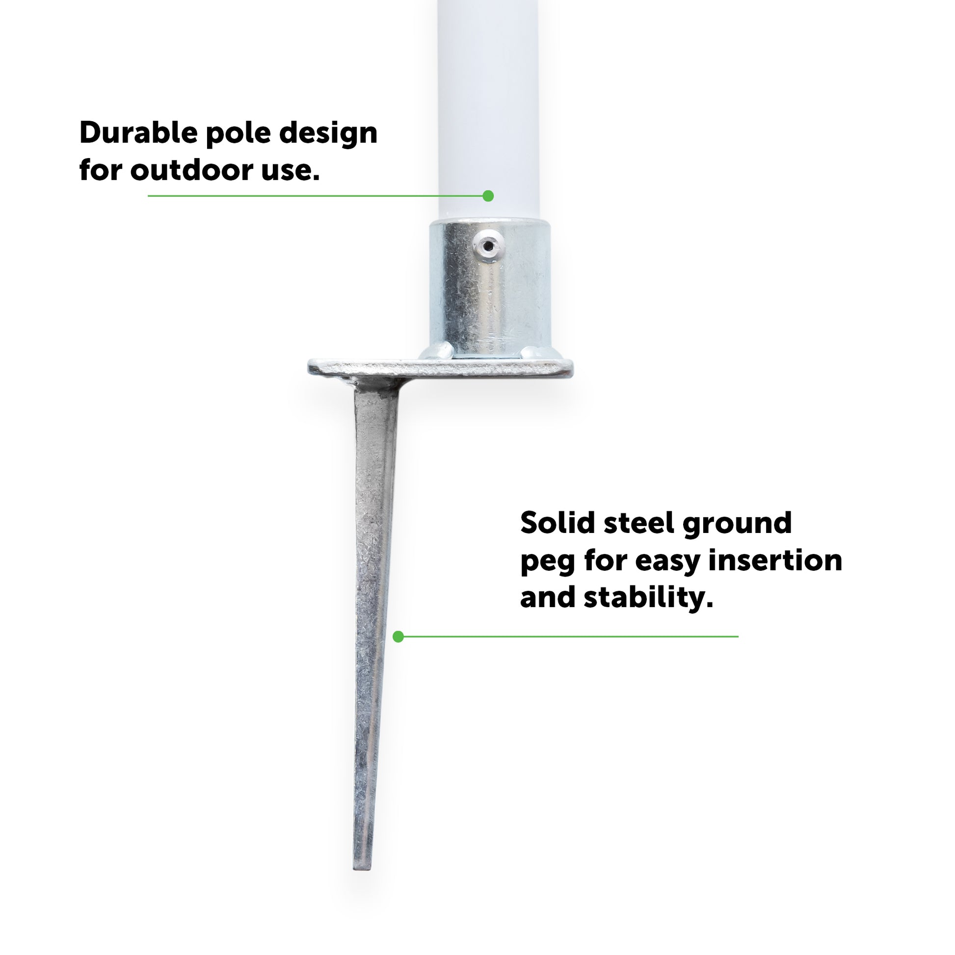 Model #CFO. Corner flag with steel base for use on grass.