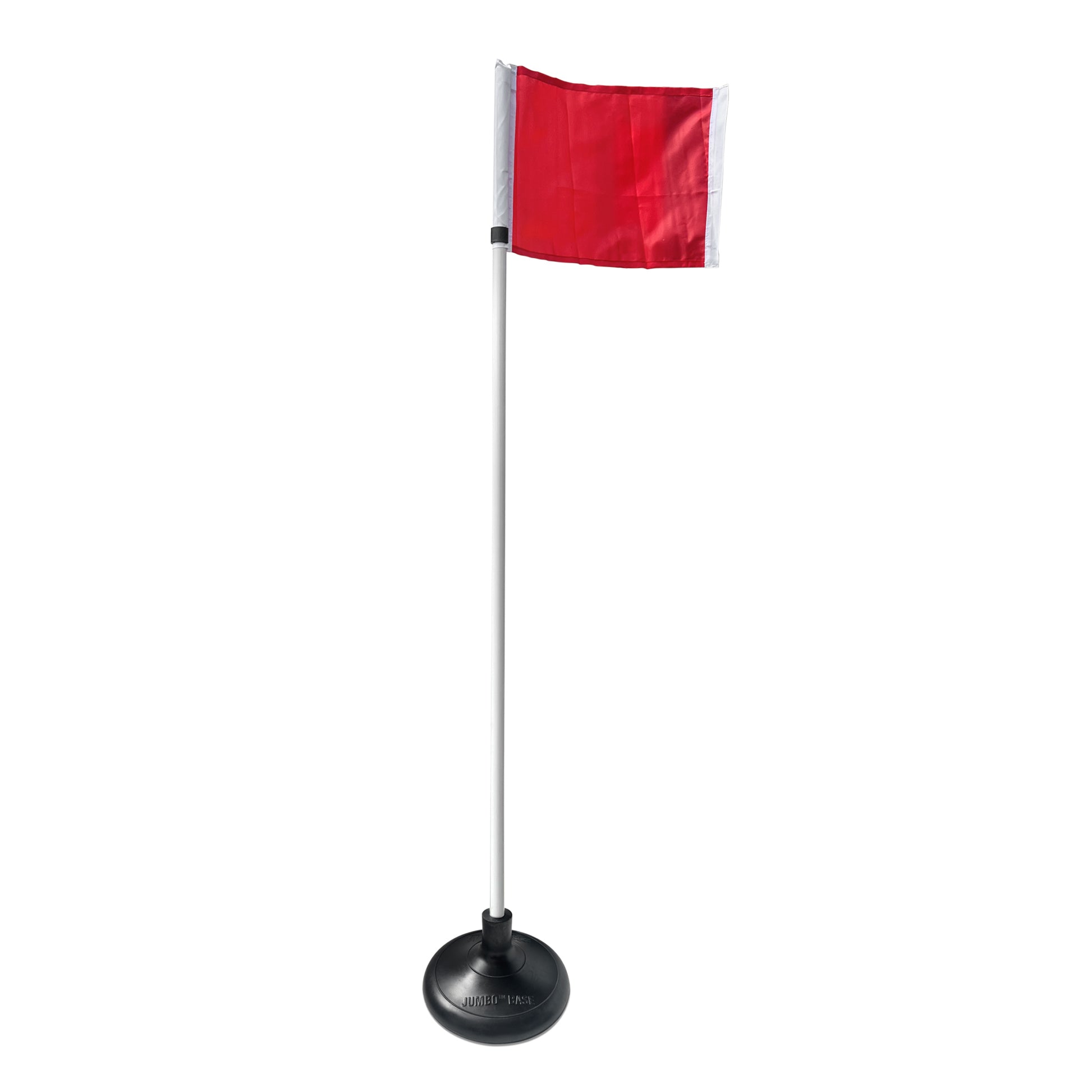 Model #CFOLRB. Corner flag with heavy duty rubber base for use on turf fields.