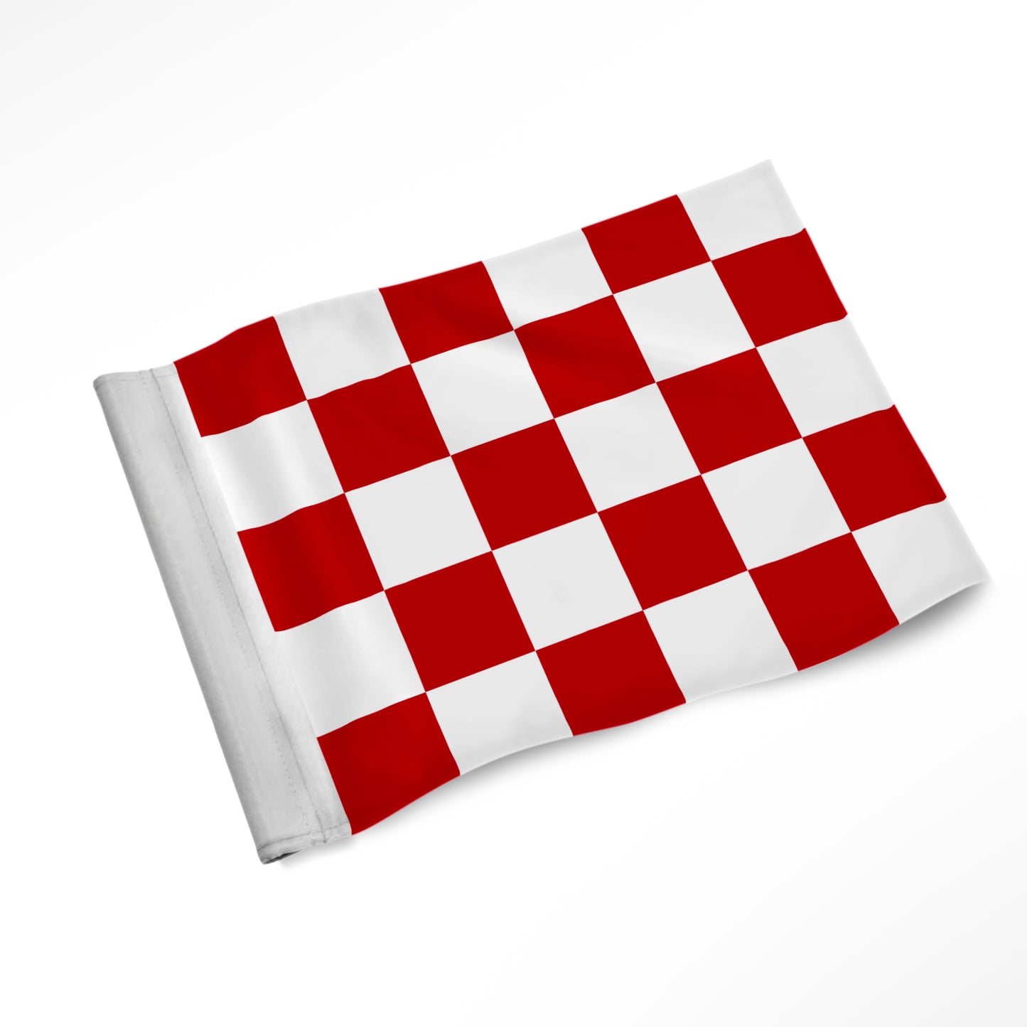 Red and white checked corner flags.