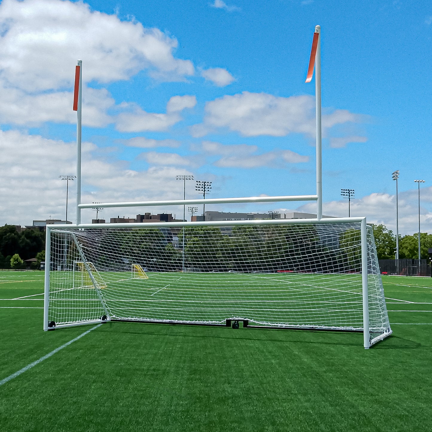 Custom combination rugby soccer set up.