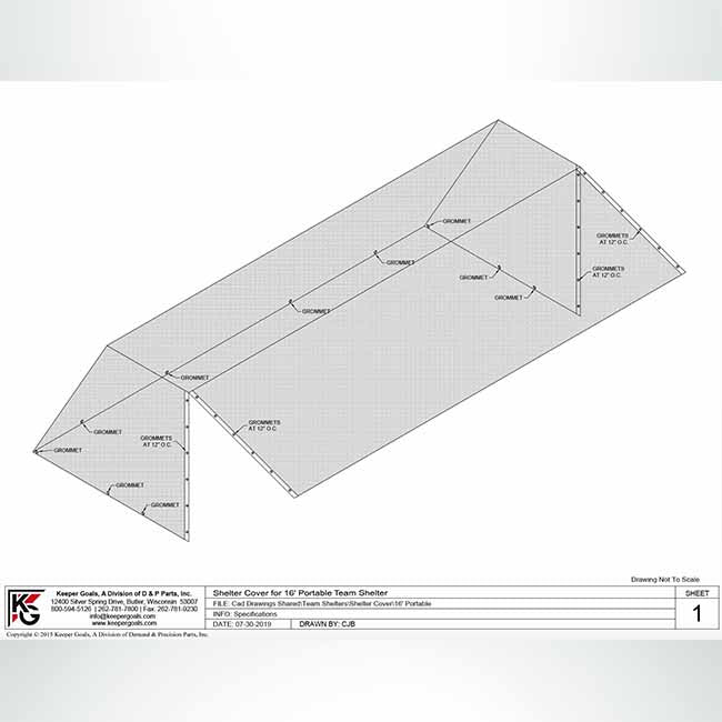 Model #COVPPS16. Vinyl cover for Keeper Goals heavy duty team shelter.