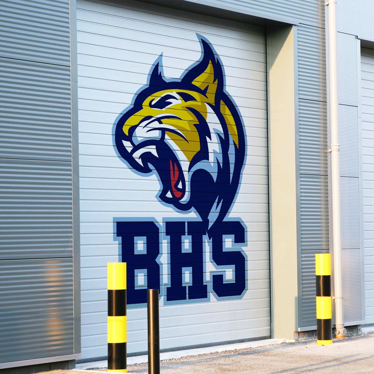 Custom garage door vinyl graphic.