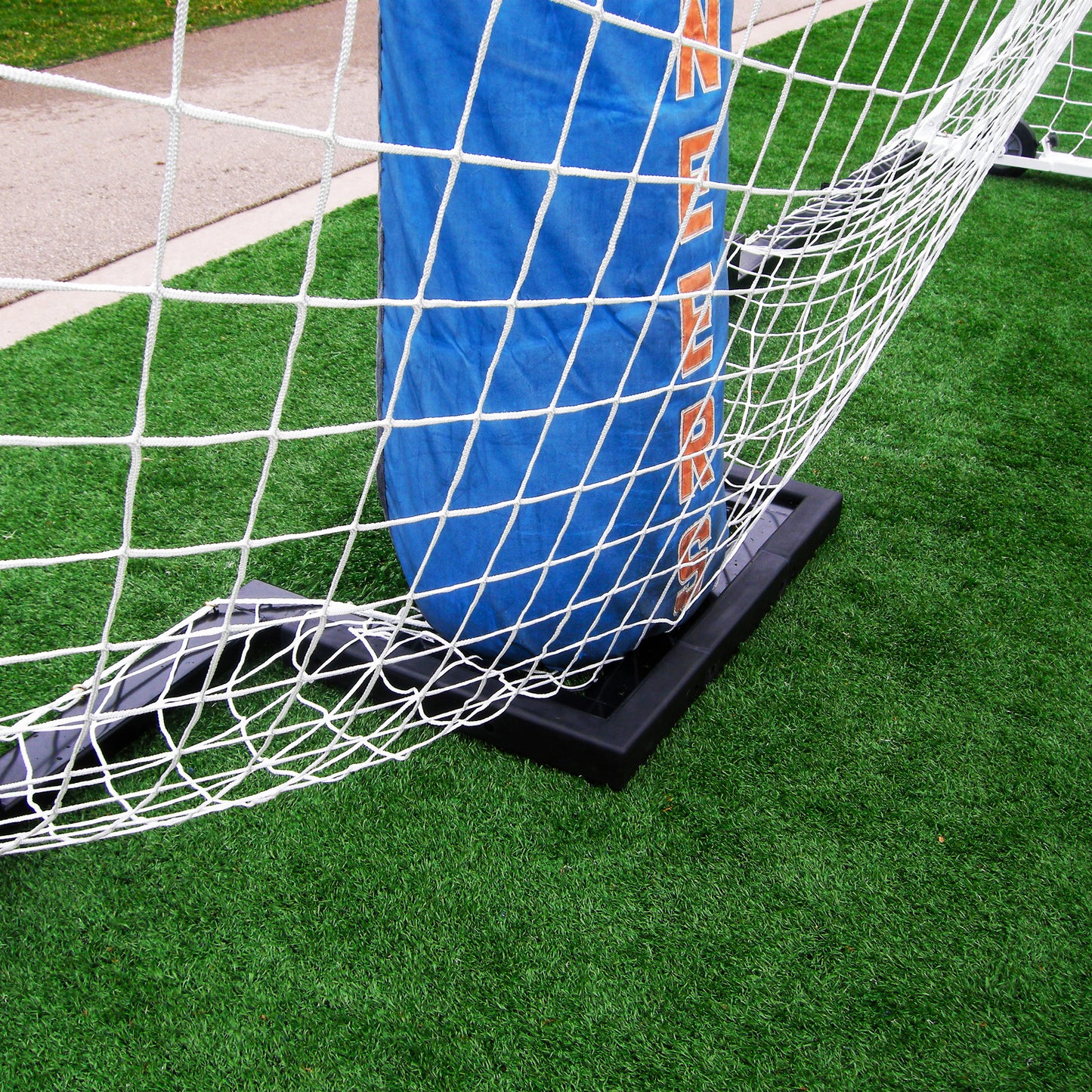 Custom wheeled soccer goal to fit in front of football goalpost.
