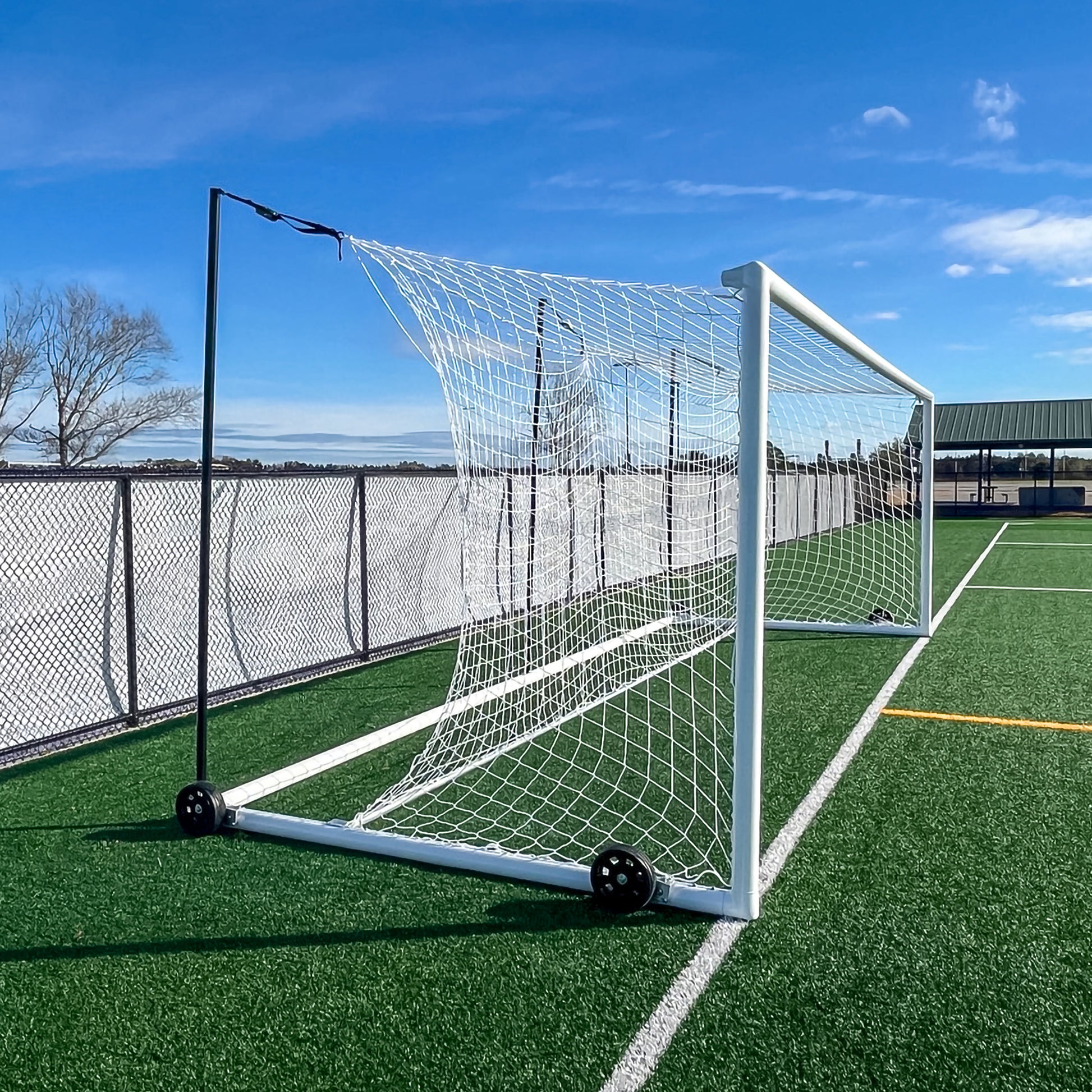 The Elite Stadium box style goal with wheels