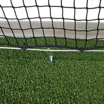 Froedtert Rehab Facility barrier netting indoor connection on floor.