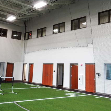 Froedtert Rehab Facility. Barrier netting to protect windows with door cutouts.