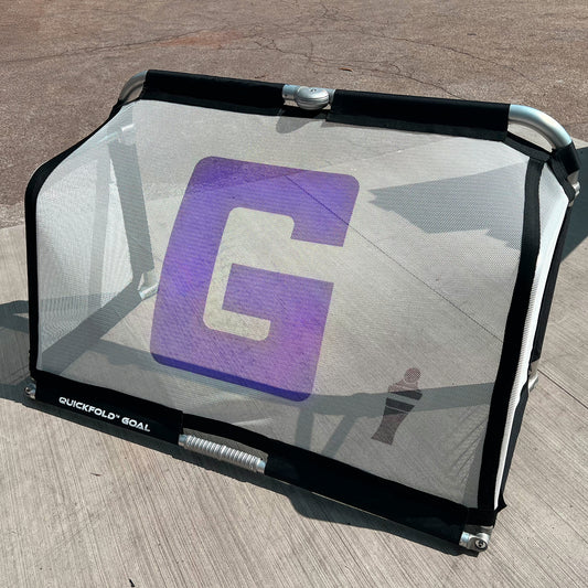 Custom logo for Marquette University on 3' x 5' Quickfold soccer goal