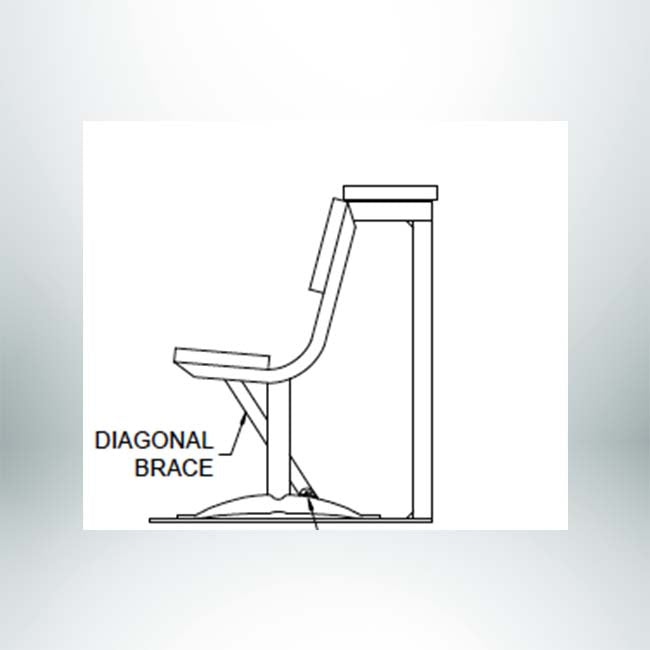 Model #GBSP20BSS. Drawing of bench with single shelf. Side view.