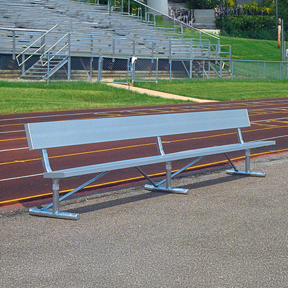 Model #GBSP15B. Aluminum team bench with backrest.