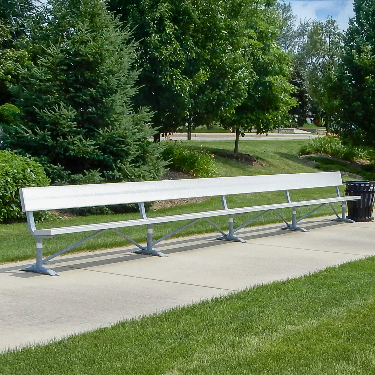 Model #GBSP15B. Aluminum team bench with backrest.