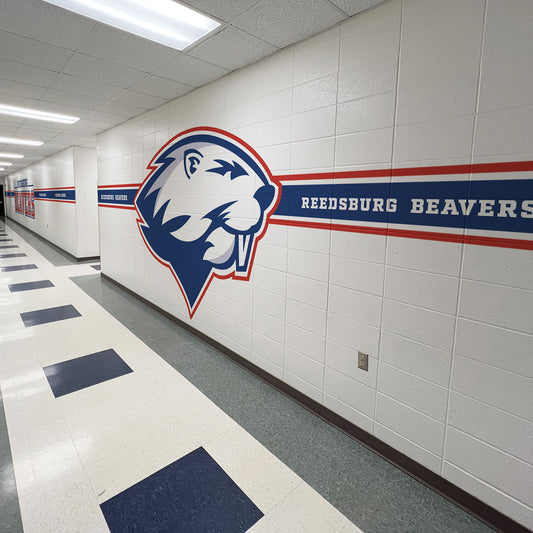 Hallway banding graphics for Reedsburg high school.