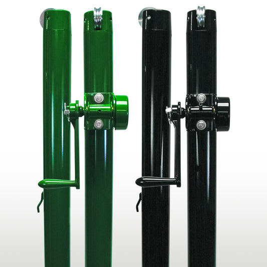 Deluxe pickleball posts in green or black