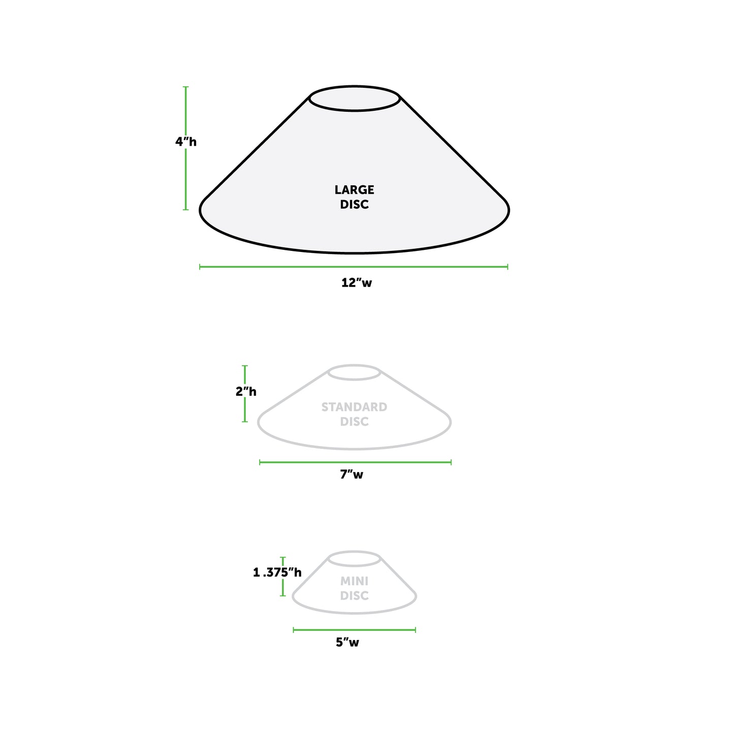 Model #LDC. Large disc cone. 12" wide x 4" tall. For soccer field marking.