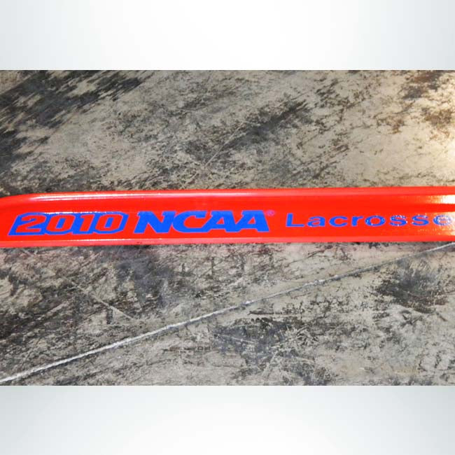 Model #LXGPROLETTERING. Official lacrosse goal with custom lettering.