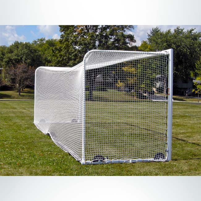 Model #M88WRD4824BOX66. Stadium box style wheeled soccer goal. Side view.