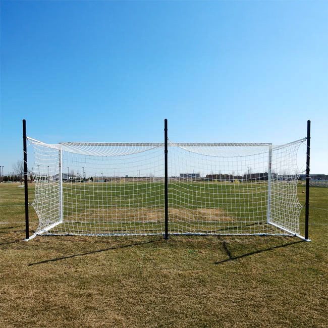 Model #MS803P. Movable Stadium Cup soccer goal with backstays. Back of goal.