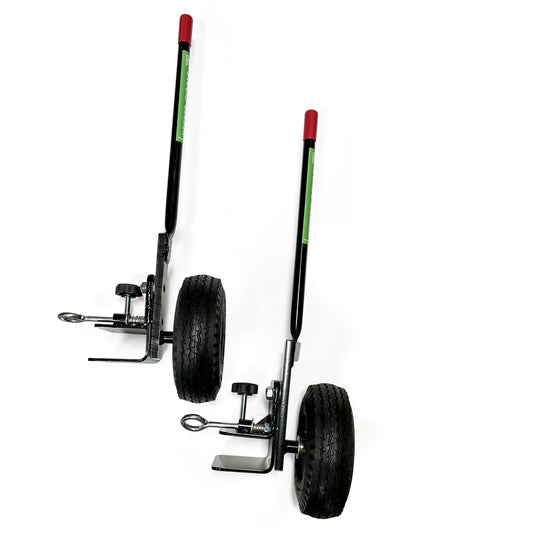 Model #MW2. Levered lifting wheels used to move soccer goals with a 4" x 2" base.
