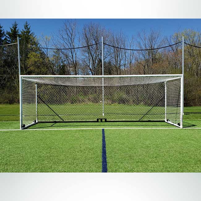 Model #NP4HEX3082466HPBOX. Box style 3mm braided hexagonal 4" mesh black and white soccer net.