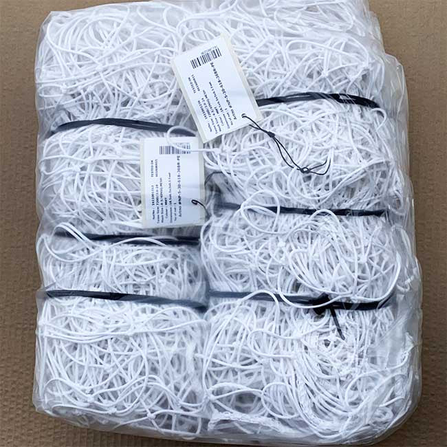 Model #NP53061836BRPEWHITE. 3mm braid PE 4 3/4" mesh white soccer net.