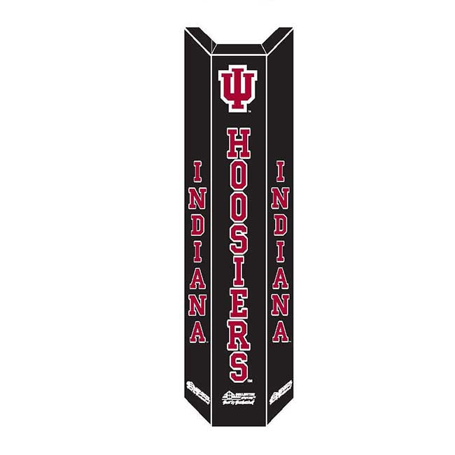 The Collegiate Basketball Pole Pad features a black padded cover with the Indiana University IU logo on top and INDIANA HOOSIERS in red and white lettering—ideal for fans wanting custom-printed or stylish basketball pole padding.