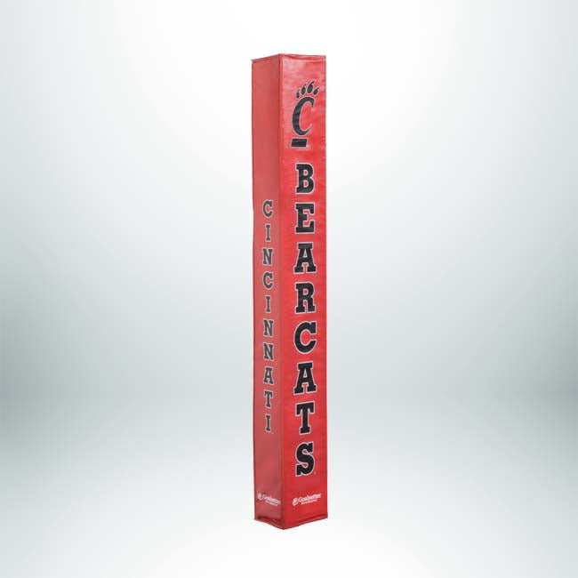 The Collegiate Basketball Pole Pad showcases Cincinnati vertically, Bearcats with a paw print, and university colors—a perfect custom pad for University of Cincinnati fans seeking basketball pole padding.