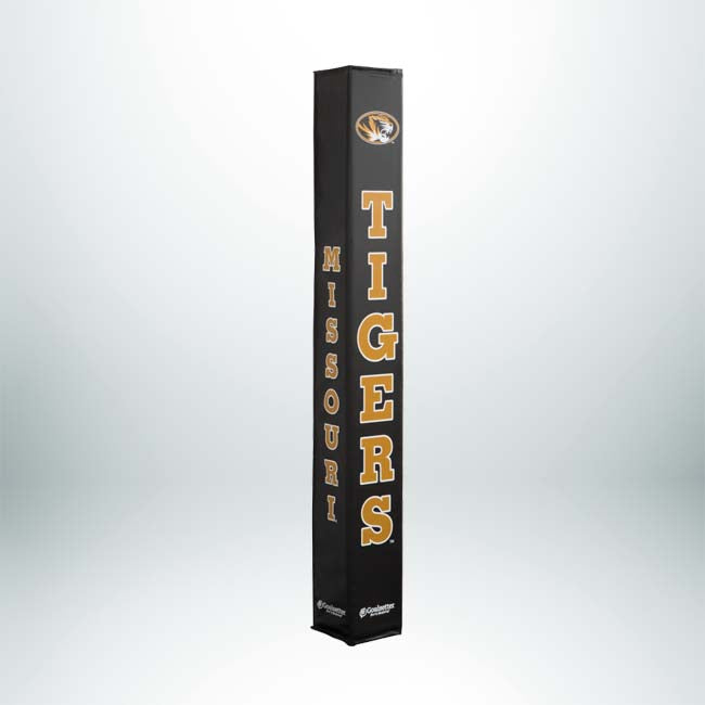 The Collegiate Basketball Pole Pad is a black custom-printed pole pad featuring the Missouri Tigers logo at the top and MISSOURI TIGERS in gold and white vertically—ideal for showcasing ultimate team spirit.