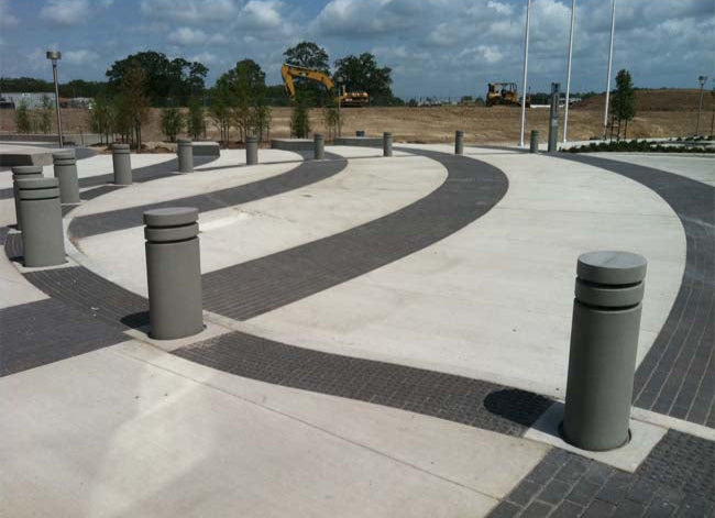 Model #PRELIPT2. Concrete elliptical bollard in charcoal.