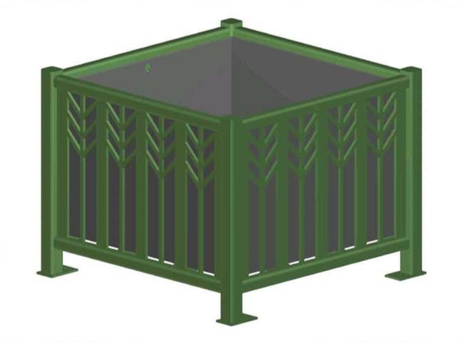 Model #PRSPCP31. Square steel planter in evergreen.