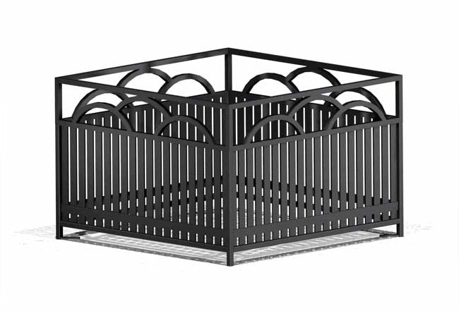 Model #PRSFP36. Square steel planter in black.