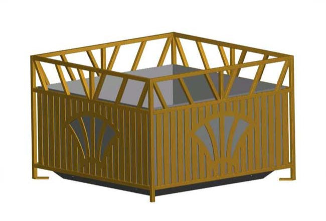 Model #PRSUNP24. Square steel planter in brown.