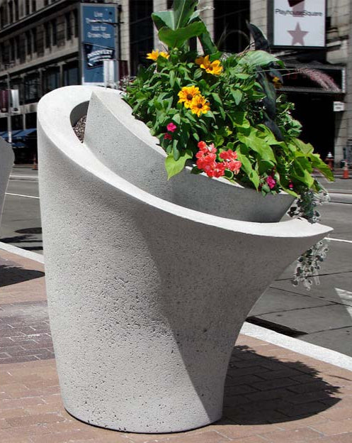 Model #PR-WRAP. Concrete wrap planter in dove gray.