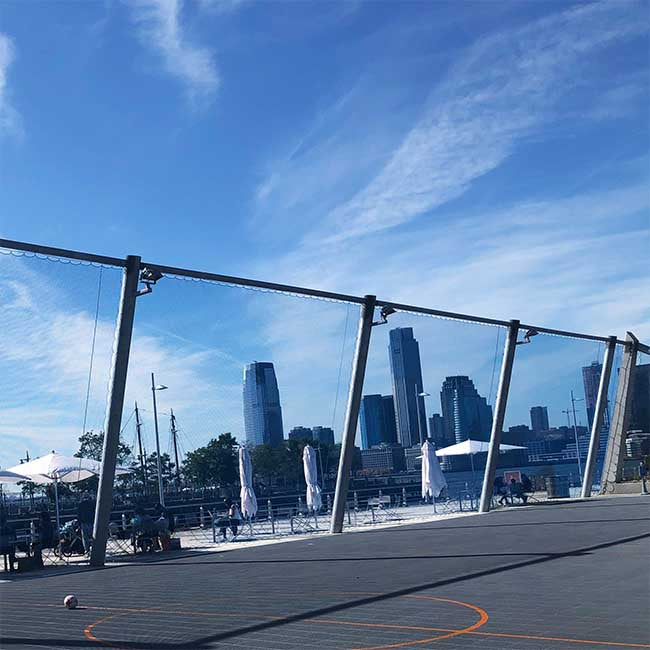 Pier 26 Chicago. Permanent barrier net on pier.