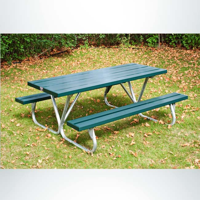 Model #PILRBTUG8AL. 8 ft. aluminum lighter duty picnic table. Powder coated green.