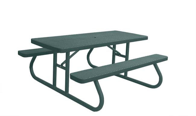 Model #PPS924301O66C. Champion picnic table. 6 foot, evergreen, expanded metal, free standing.
