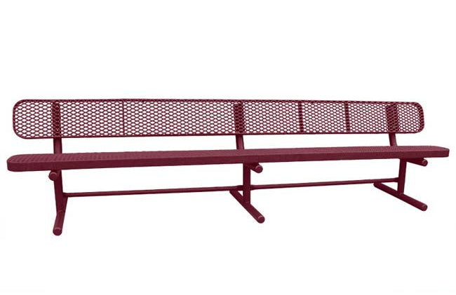 Model #PPS934601O00. Champion park bench with backrest. 10 foot, burgundy, expanded metal, free standing.
