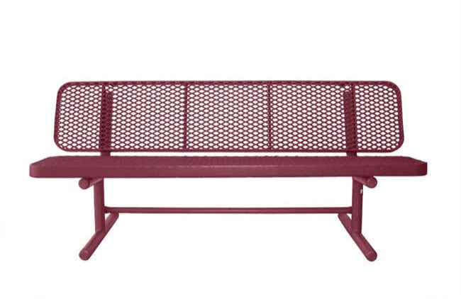 Model #PPS936301O00D. Champion Supreme park bench with backrest. 6 foot, burgundy, expanded metal, free standing.