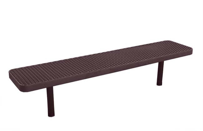 Model #PPS937302O88D. Champion Supreme park bench. 8 foot, brown, perforated steel, direct bury.