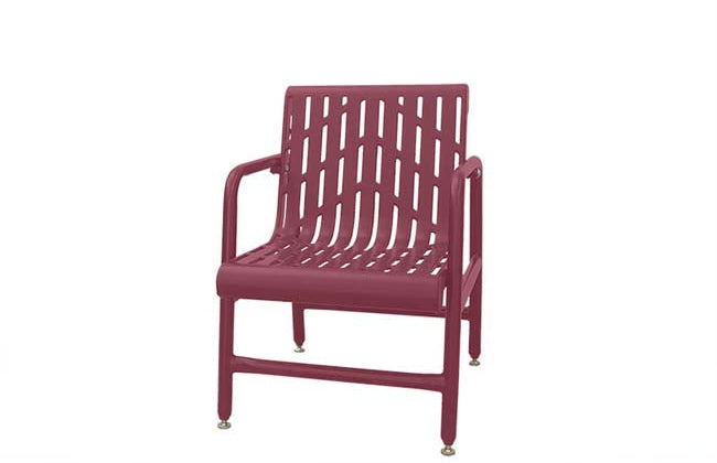 Model #PPS939D11O00C. Outdoor patio chair. Burgundy, laser cut.